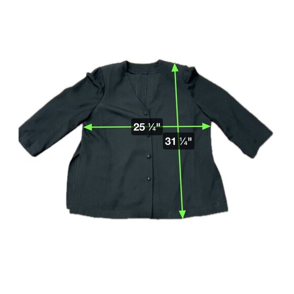 Vintage Black Button-Up Plus Size Blazer Jacket - Picture 6 of 7